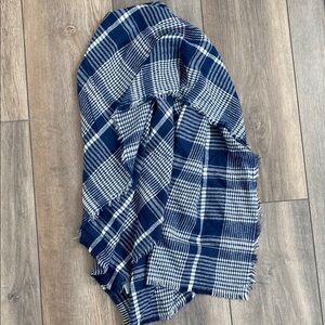 Blue and White Plaid Scarf